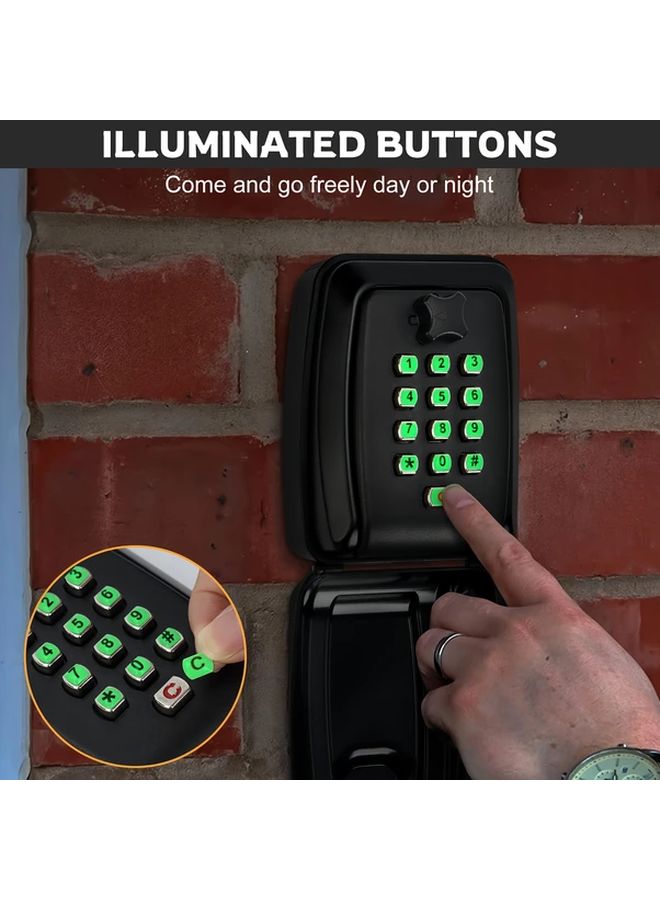 Black Glow In The Dark Password Key Box With Screwdriver Key Tag Waterproof Anti Theft Metal Storage - Image 5