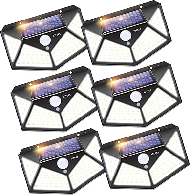 B IOTSES B IOTSES Solar Outdoor Lights with Motion Sensor, Upgraded Wall Light Bright 100 LED, Waterproof IP65, Security Outdoor  - Image 1
