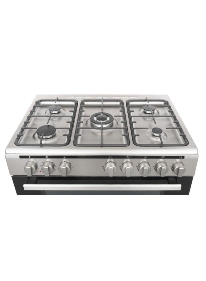 BLACK+DECKER 90cm Gas Cooker with 5 Gas Burners, 121L Electric Oven, Cast Iron Support, Digital Timer BXOFM905.003AZVX Stainless Steel - Image 5