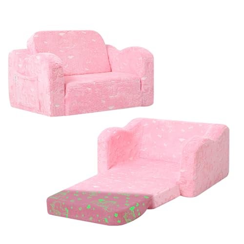 أريكة يونيكورن للأطفال من مي مورو كول تتلألأ في الظلام، كرسي طري قابل للطي للأطفال وكراسي استرخاء قابلة للطي للأولاد والبنات