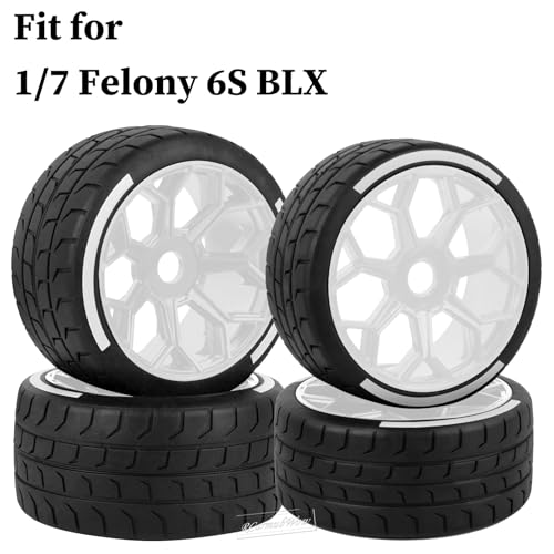 RcarmubWow RC Wheels and Tires for 17 Felony 6S BLXRC Truck Tires RC Wheels and RC Tires4pcs Highway Tires2 Big 2 SmallWhite - Image 5