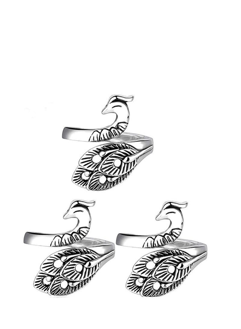 Y&D Faster Knitting Crocheting, Adjustable Loop Crochet Accessories, Hand-Made Silver-Plated Copper Rings, Advanced Peacock Ring, Yarn Guide Finger Holder Thimble - Image 1