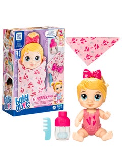Baby Alive دمية ماء بيبي أليف شامبو سنجل هاربر هاغز شعر أشقر 11 إنش مجموعة لعبة، ألعاب للفتيات والفتيان من عمر 3 سنوات فما فوق  - Image 1