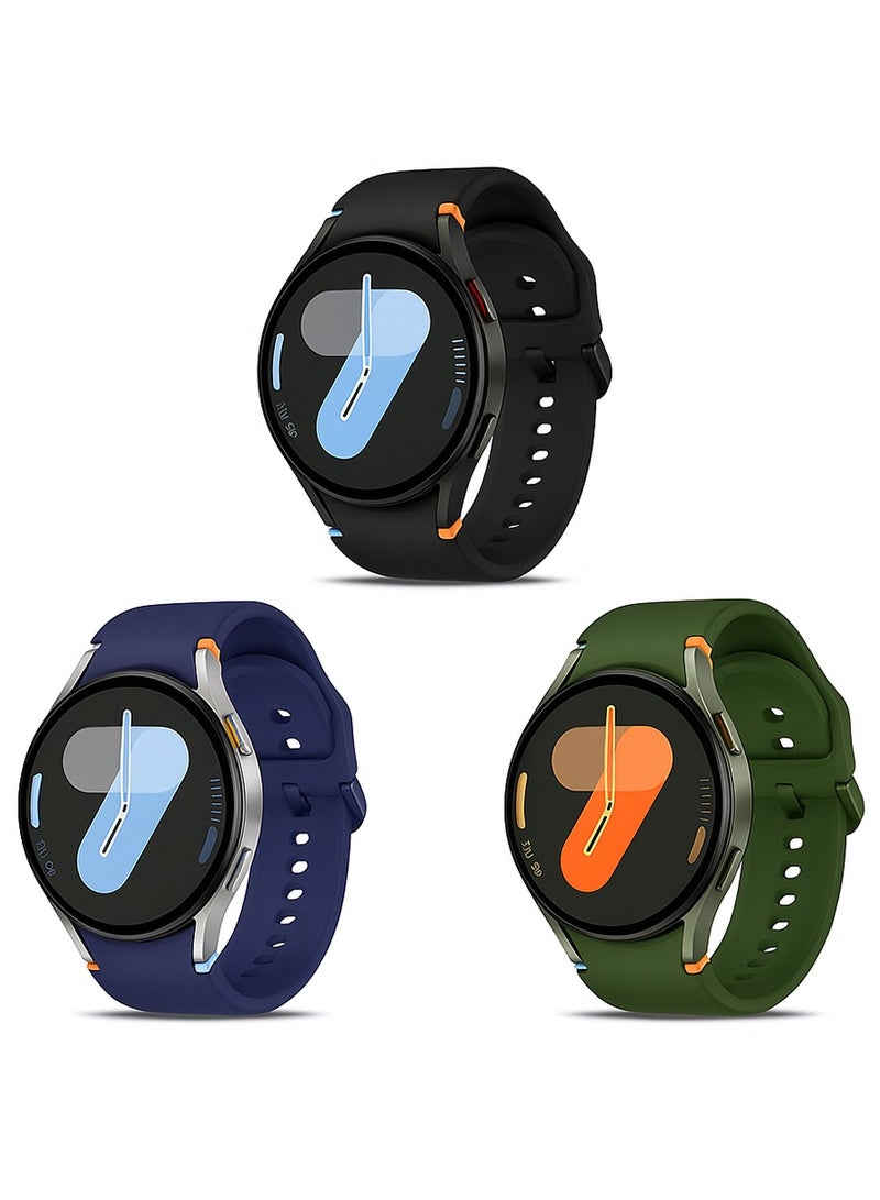 O Ozone (Pack of 3) Silicone Sport Bands Compatible with Samsung Galaxy Watch 8 Band 40mm 44mm, Galaxy Watch 8 Classic Band 46mm, Waterproof Soft Wristband for Women Men- Multi1