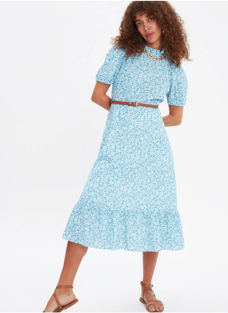 trendyol Floral Print High Neck Dress