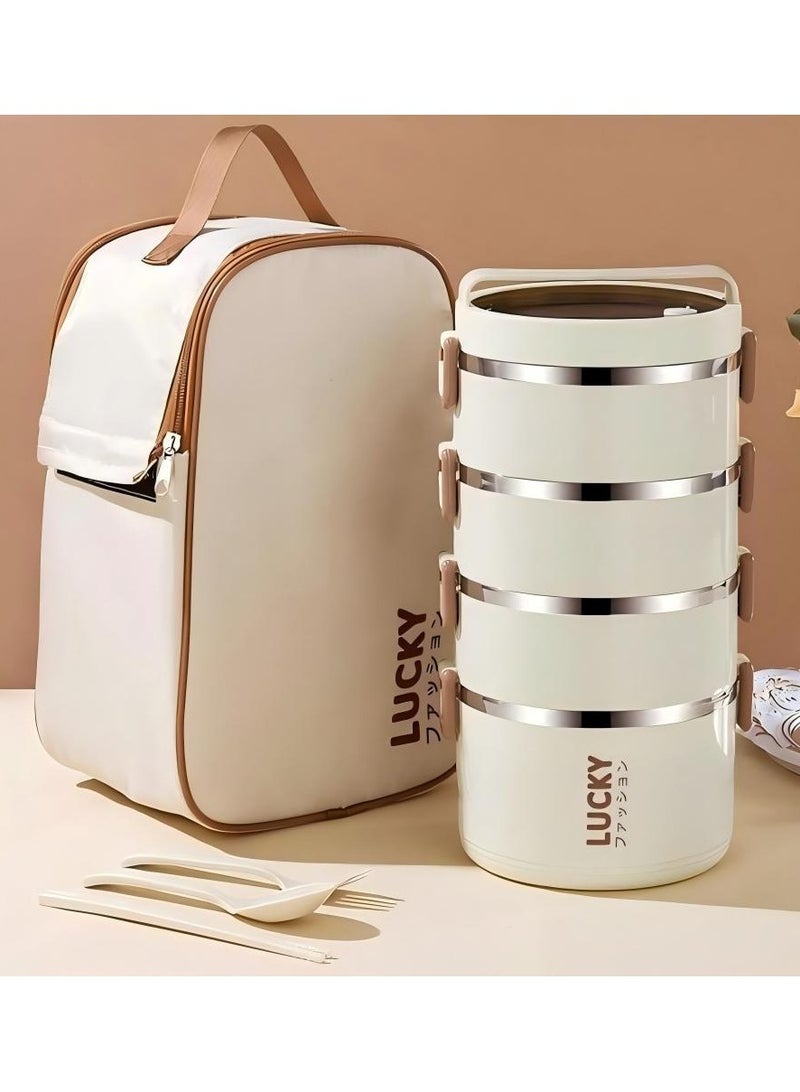 Lucky Large Capacity Stainless Steel Lunch Box With Lunch Bag Portable Thermal Bento Box For School Camping And Work Kitchen Organizers And Storage Kitchen Accessories - Image 1