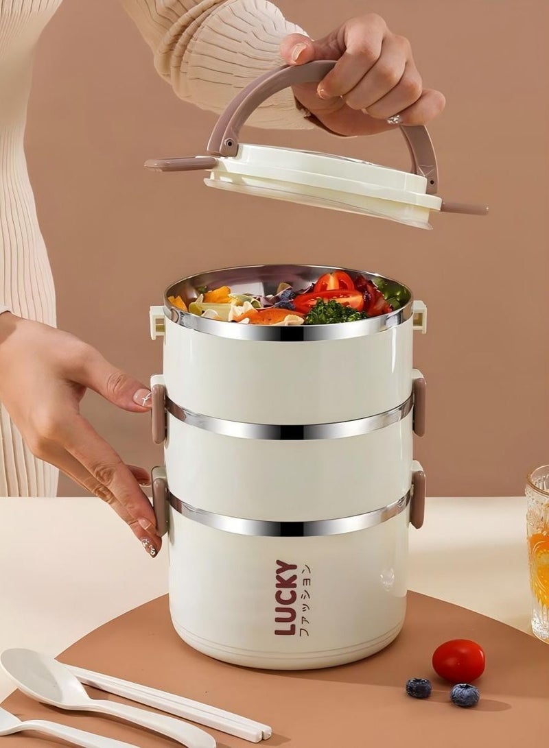 Lucky Large Capacity Stainless Steel Lunch Box With Lunch Bag Portable Thermal Bento Box For School Camping And Work Kitchen Organizers And Storage Kitchen Accessories - Image 5