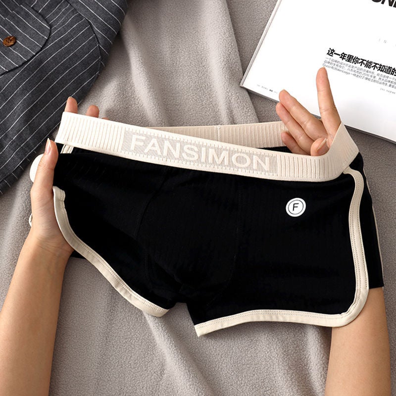 1 x 5 pcs Mens Cotton Breathable Boxer Briefs 045#-black-1 pack 