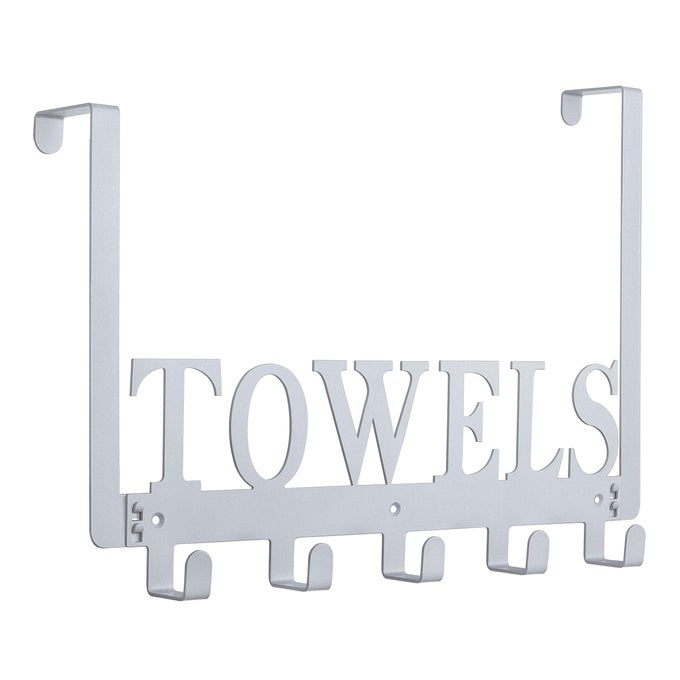 OVER THE DOOR HOOKS TOWEL HOOKS FOR BATHROOM TOWEL RACK TOWEL HOLDER FOR BATHROOM BEDROOM KITCHEN POOL BEACH TOWELS BATHROBE WALL MOUNT HANG ON THE DOOR CABINET CUPBOARD SILVER GREY