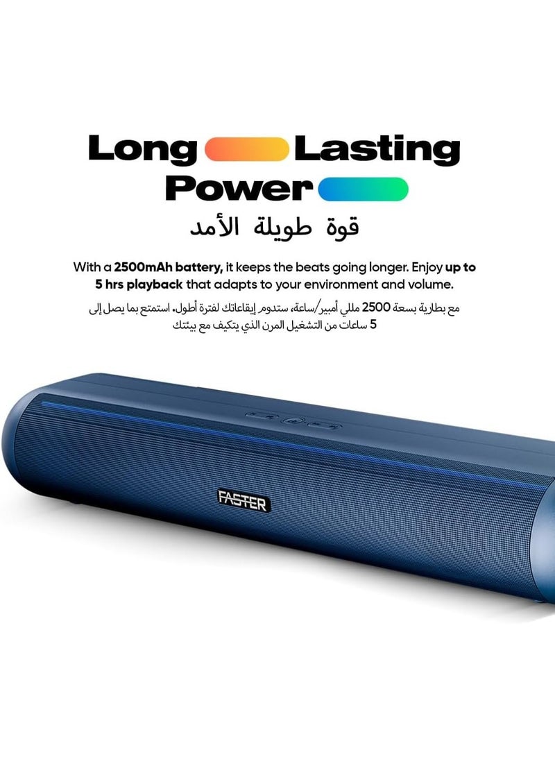 Faster Nexon Z30 Portable 30W Bluetooth Soundbar-Wireless Speaker for PC, Laptop,TV, Smartphone, Tablet- Mini Home Theater RGB Lights-USB/Aux/TF Card Support Plug & Play-Deep Powerful Sound (Blue) - Image 2
