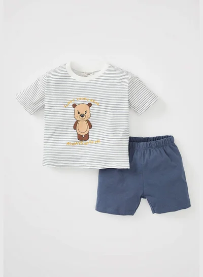 DeFacto Regular Fit Short Sleeve Bear Print Lounge Set