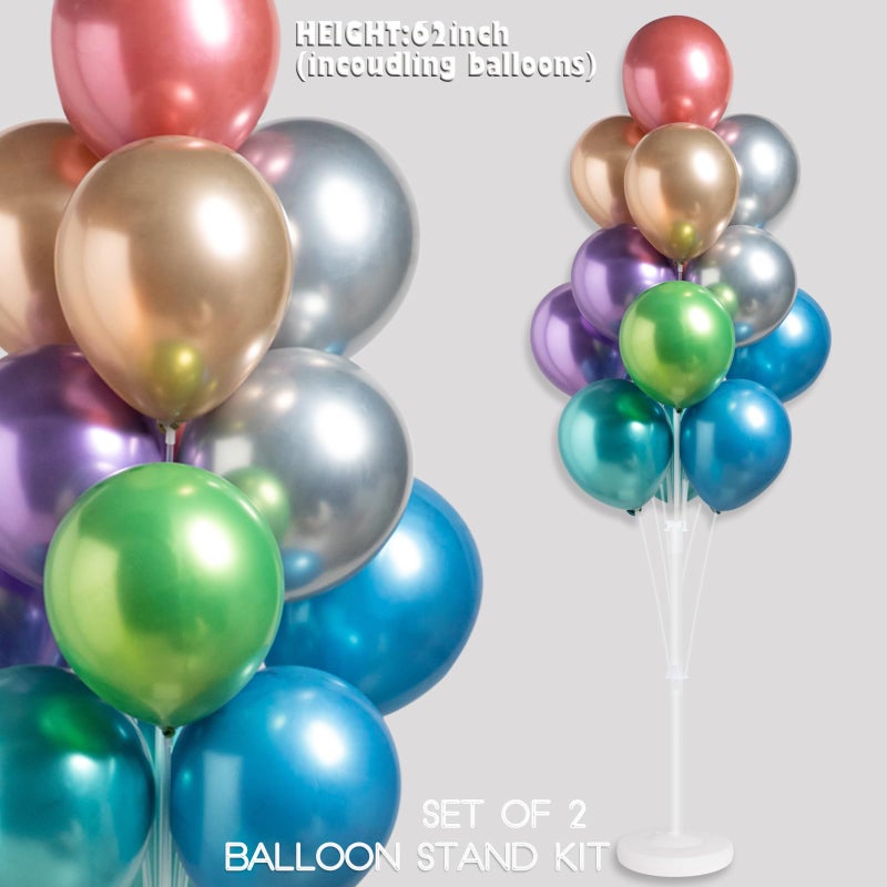 IMISNO Balloon Column Kit for Floor- Set of 2 Colorful Chrome Metallic Balloon Columns with Stand, Base&Pole,Helium Balloon Tower Backdrop Decoration for Christmas Wedding, Baby Shower, Birthday Party - Image 4