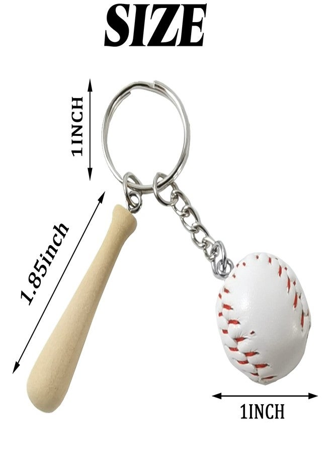 ROYHOO 15PCS Mini Baseball Keychain with Wooden Bat for Sports Theme Party Team Souvenir Athletes Rewards Party Favors for Adults - Image 3