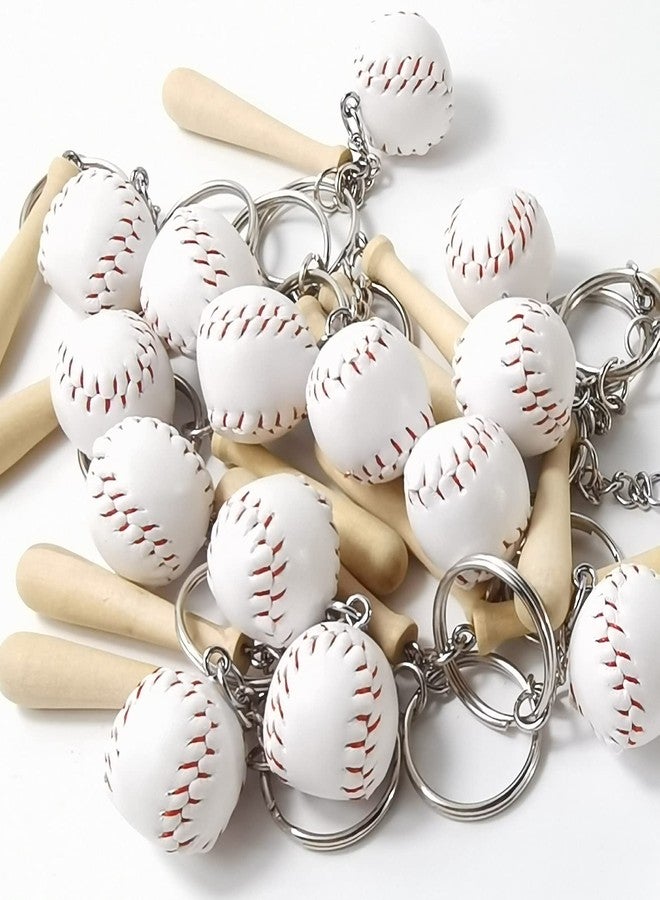 ROYHOO 15PCS Mini Baseball Keychain with Wooden Bat for Sports Theme Party Team Souvenir Athletes Rewards Party Favors for Adults - Image 4