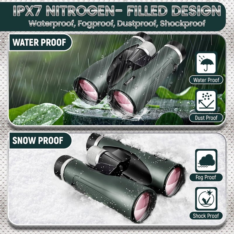 C DEVICE منظار كاسون ED زجاج - 15 × 52 للمسافات البعيدة، منظار لمشاهدة الطيور، الحياة البرية مع محول الهاتف | مقابض معدنية | مملوء بالنيتروجين | مدى 3000 متر | زجاج BAK 4 (أخضر) - Image 3