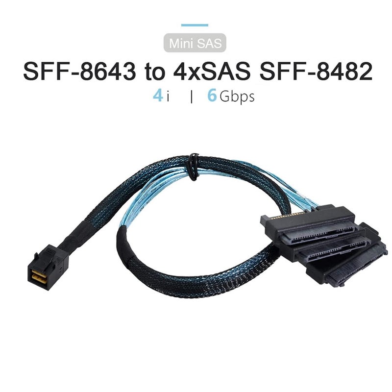 Chenyang Mini SAS SFF-8643 Host 1 to 4 SAS SFF-8482 29Pin Target SAS Disk 6Gbps Data Server Raid Cable 0.5M - Image 2