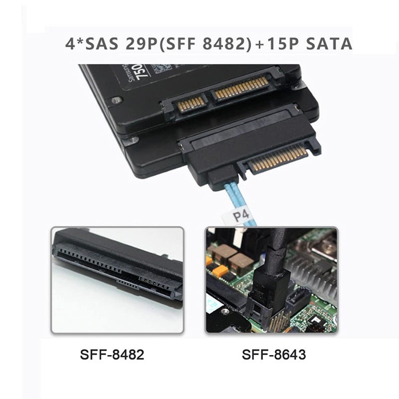Chenyang Mini SAS SFF-8643 Host 1 to 4 SAS SFF-8482 29Pin Target SAS Disk 6Gbps Data Server Raid Cable 0.5M - Image 5