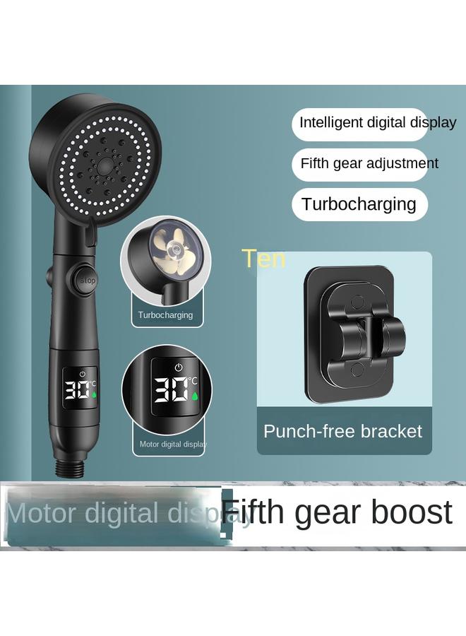 Bluejw Cross-border New 38-degree Water Stop Temperature Display Digital Display Shower Temperature Control Small Man Waist Shower Head Pressurized Shower Head - Image 1