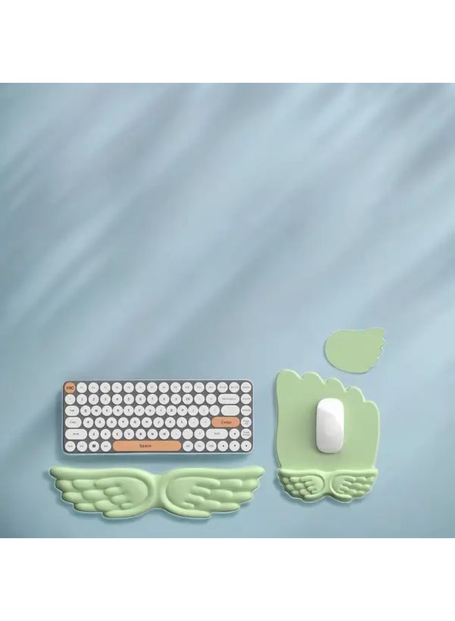 3 قطع أصفر مجموعة وسادة ماوس ولوحة مفاتيح راحة المعصم مع أجنحة ملاك رغوة الذاكرة دعم مريح - Image 4