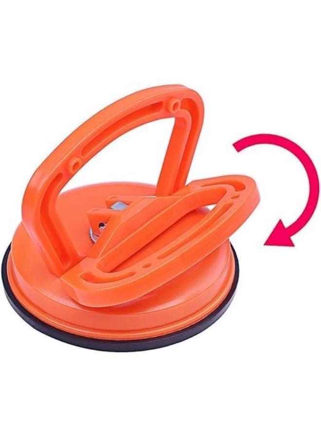 A large tool for repairing car dents, equipped with a suction cup, lever, and handle, for paintless dent removal. Suitable for car body panels, glass, mirrors, granite, and tiles. It features a strong grip and is a durable, portable hand tool (orange). - Image 4