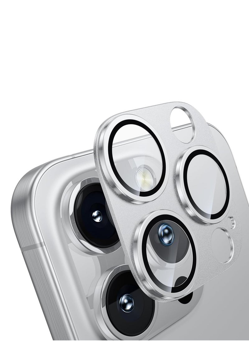 Wtech Apple iPhone 16 Pro / iPhone 16 Pro Max 2024 Premium Camera Styling Aluminum Frame Lens Protector - Clear/Silver  - Image 1