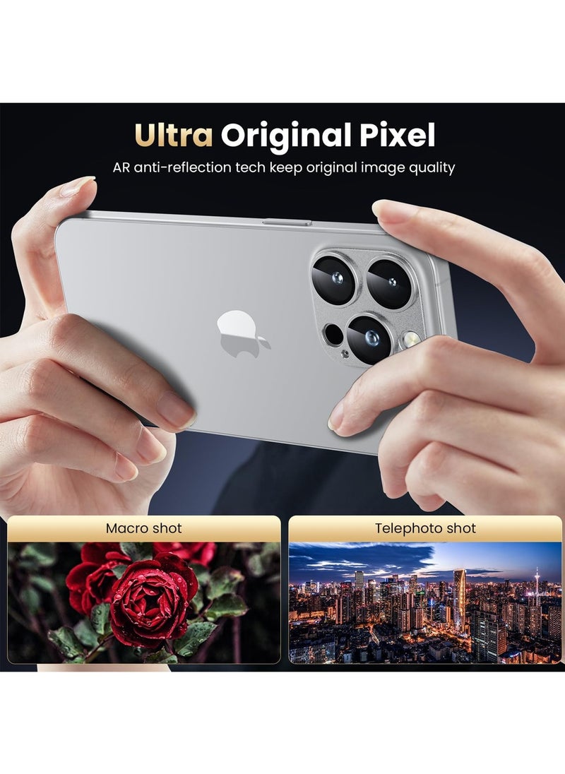 Wtech Apple iPhone 16 Pro / iPhone 16 Pro Max 2024 Premium Camera Styling Aluminum Frame Lens Protector - Clear/Silver  - Image 2