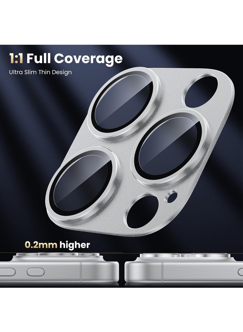 Wtech Apple iPhone 16 Pro / iPhone 16 Pro Max 2024 Premium Camera Styling Aluminum Frame Lens Protector - Clear/Silver  - Image 4