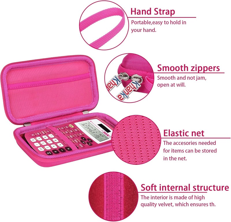 Khanka Carrying Case for Texas Instruments TI-30Xa / TI BA II Plus/TI-30XIIS /TI-30XS MultiView/TI-36X Pro Engineering Scientific Calculator, Case Only (Pink) - Image 5