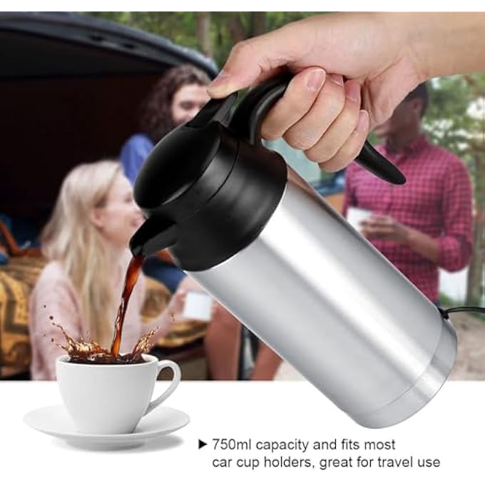 NALACAL Car Kettle Electric Kettle Camping 12V 750Ml Maker Water Boiler Portable Travel Car Truck Water Warmer For Tea Coffee Making Lighter Heating Cup 120W - Image 4