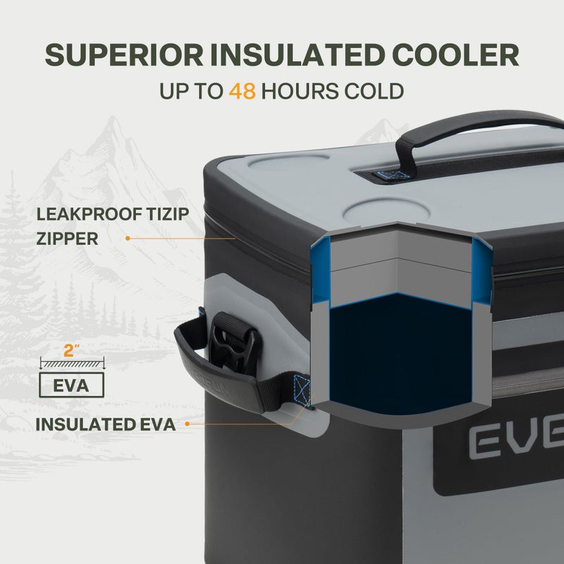 EVERFUN Soft Cooler 30 Can, Portable 24qt Insulated Small Cooling Lunch Box for Men and Women, Leakproof Ice Chest Bag for Travel, Beach, Camping, Boating, Fishing, Tailgating, Work and Picnic - Image 2
