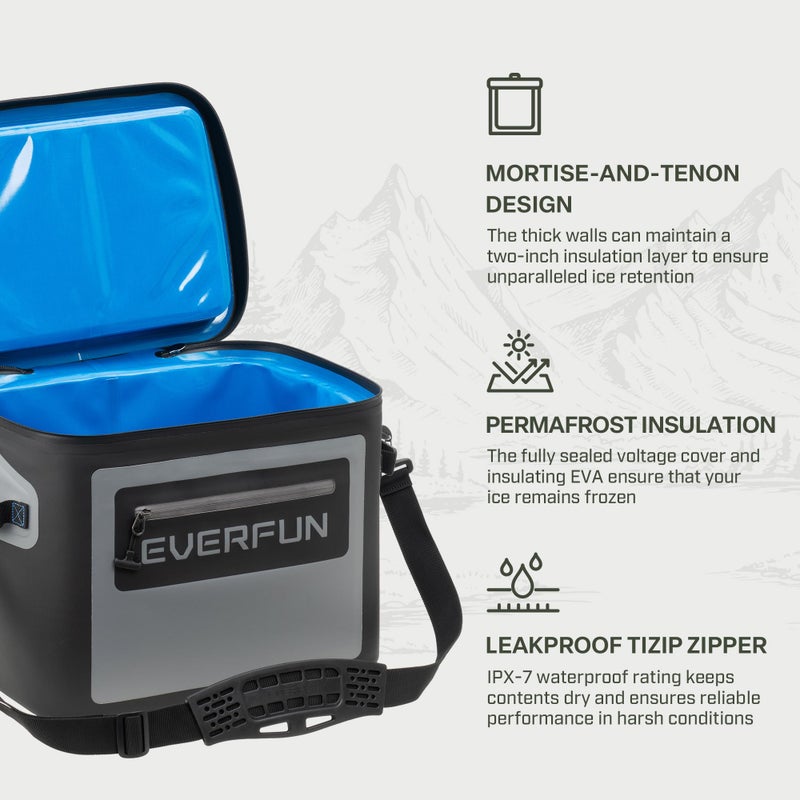EVERFUN Soft Cooler 30 Can, Portable 24qt Insulated Small Cooling Lunch Box for Men and Women, Leakproof Ice Chest Bag for Travel, Beach, Camping, Boating, Fishing, Tailgating, Work and Picnic - Image 4