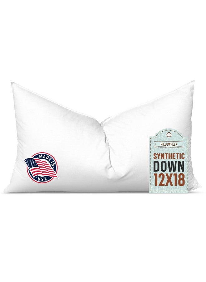 PILLOWFLEX Pillowflex Synthetic Down Pillow Insert - 12x18 Down Alternative Pillow, Ultra Soft, Small Rectangle, Lumbar, Travel, Neck, Sleeping Pillow - 1 Decorative Pillow Form - Image 1