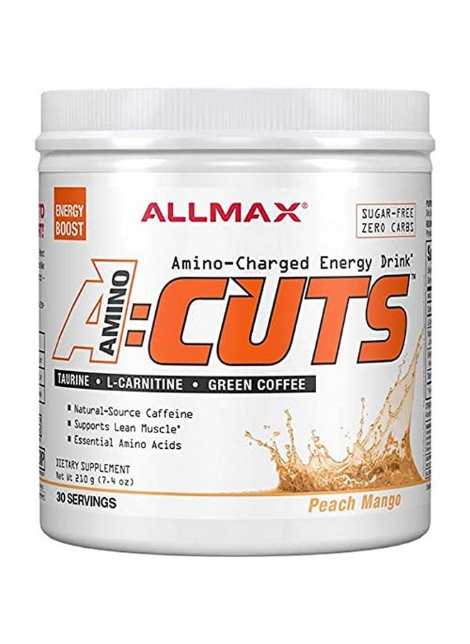AllMax Nutrition Aminocuts (Acuts) Amino Charged Energy Drink With Taurine L Carnitine Green Coffee Bean Extract Peach Mango 30 Servings  - Image 2