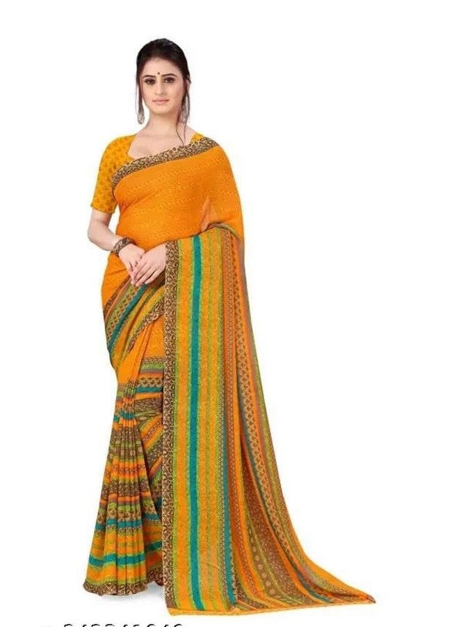 Vibrant Georgette Saree with Border and Hot Printed Design for Brides - Image 2