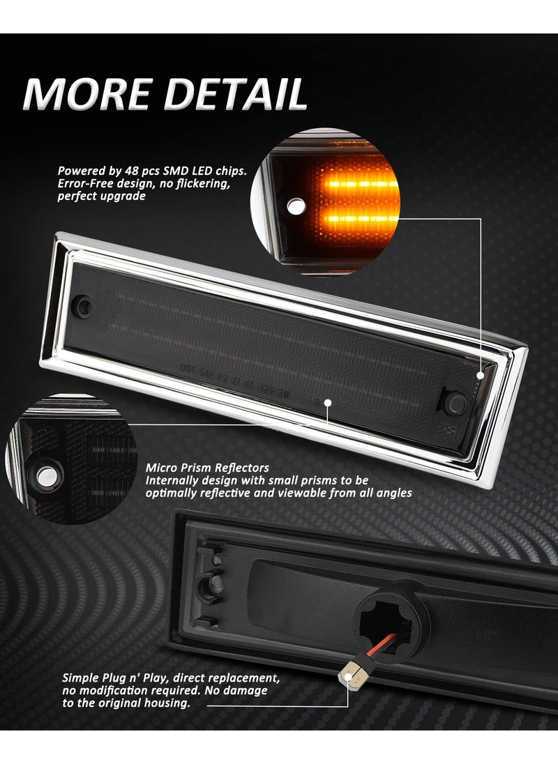 Bestview Bestview LED Side Marker Lights Compatible with 1981-1991 Chevy C10 C20 C30 GMC C1500 C2500 Suburban Blazer Jimmy, Driver & Passenger Side, Smoked Lens  - Image 2