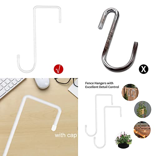 Damukoo Vinyl Fence Hooks, 6 Pack 2 x 6 inch Patios Pergola Hanging Hooks- Powder Coated Steel Plant Hangers for Indoor & Outdoor Hanging String Lights, Plants & Planters, Bird Feeder,Pool Pole - Image 3