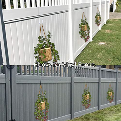 Damukoo Vinyl Fence Hooks, 6 Pack 2 x 6 inch Patios Pergola Hanging Hooks- Powder Coated Steel Plant Hangers for Indoor & Outdoor Hanging String Lights, Plants & Planters, Bird Feeder,Pool Pole - Image 4