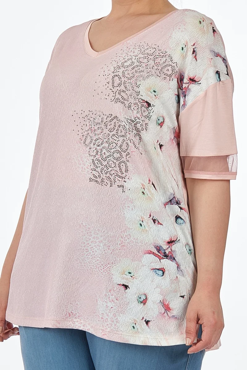 توميل V-neck Plus Size Powder Women's T-Shirt MY2150P10753