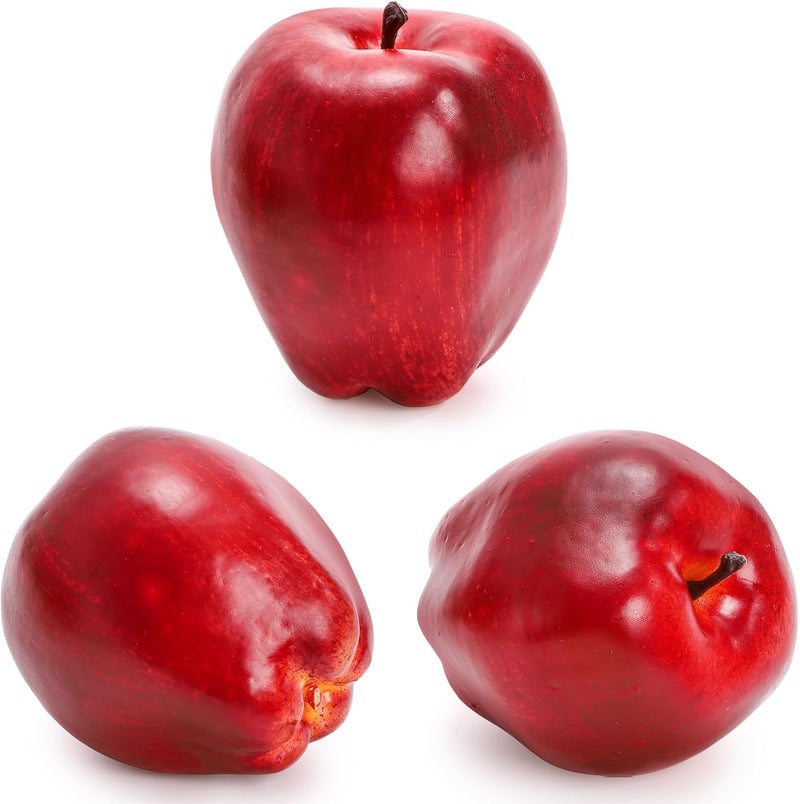 ZEAYEA 24 Pcs Artificial Apples, Realistic Fake Red Delicious Apples, Decorative Lifelike Faux Apples for Home Kitchen Festival Party Photography Christmas Decoration - Image 4