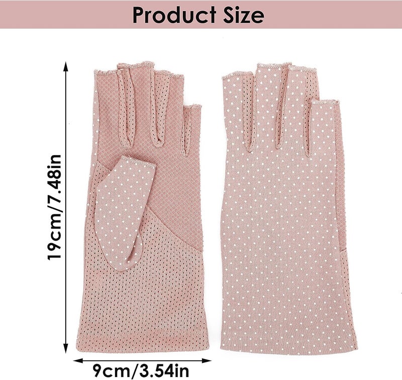 Yolev 3 Pairs Sunblock Fingerless Gloves in Khaki, Pink, and Gray - Image 2