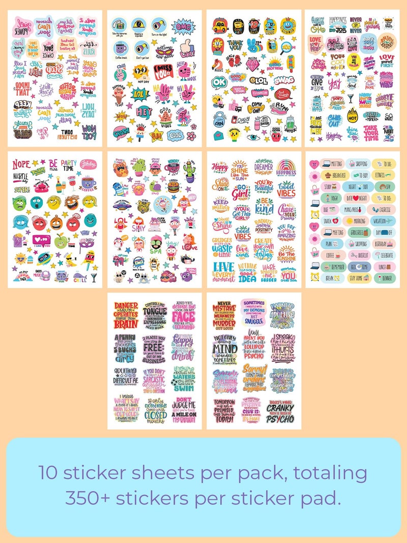 Doodle 10 Pages Sticker Booklet with 350+ Fun, Quirky and Colourful self Adhesive Stickers | Perfect for Girls, Kids, Teens, Adults (Quirky Stickers) - Image 2