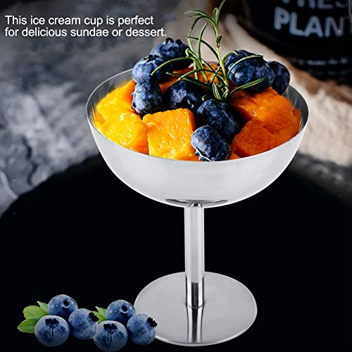 LIZEALUCKY Stainless Steel Ice Cream Goblet Cups Serving Dessert Dish Bowls for Salad Fruit Cereal Pudding for Home Hotel Restaurants Parties(Tall) - Image 4