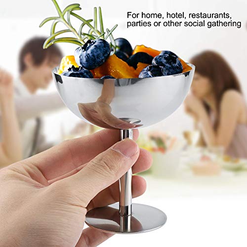 LIZEALUCKY Stainless Steel Ice Cream Goblet Cups Serving Dessert Dish Bowls for Salad Fruit Cereal Pudding for Home Hotel Restaurants Parties(Tall) - Image 3