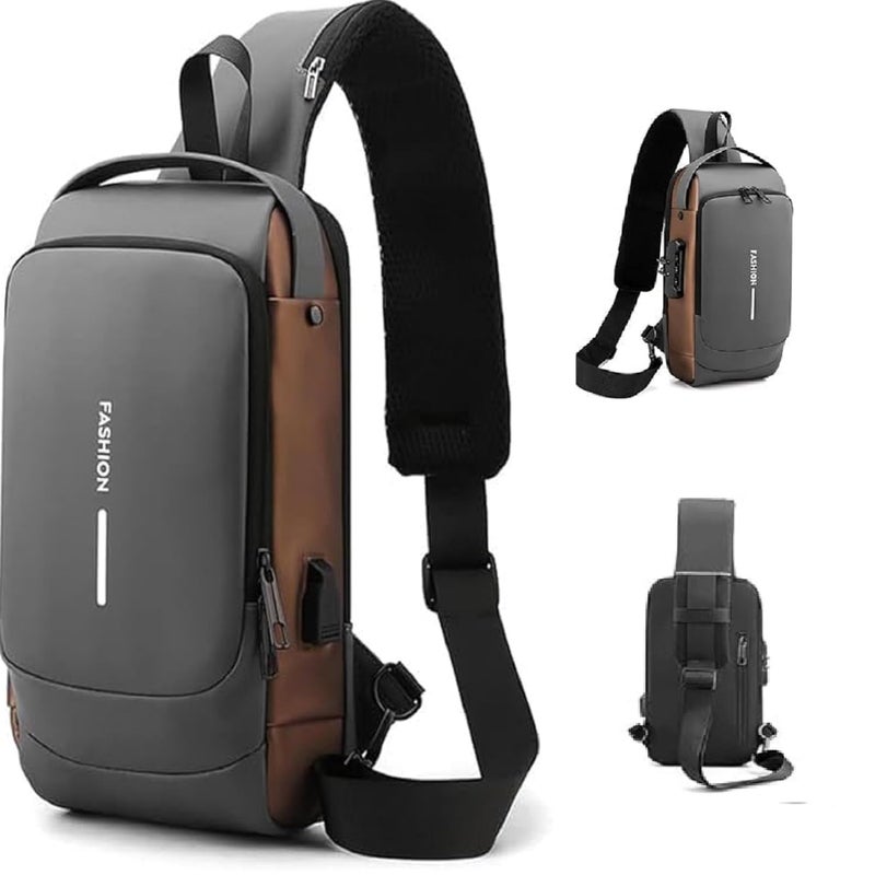 Handcuffs Waterproof Polyester Slim Unisex Crossbody Sling Bag Chest Backpack Men's Shoulder Bag, Leisure Travel Handbag, Hard Shell Anti-Theft Chest Bag - Image 1