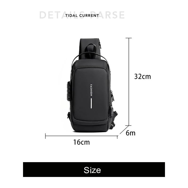 Handcuffs Waterproof Polyester Slim Unisex Crossbody Sling Bag Chest Backpack Men's Shoulder Bag, Leisure Travel Handbag, Hard Shell Anti-Theft Chest Bag - Image 2