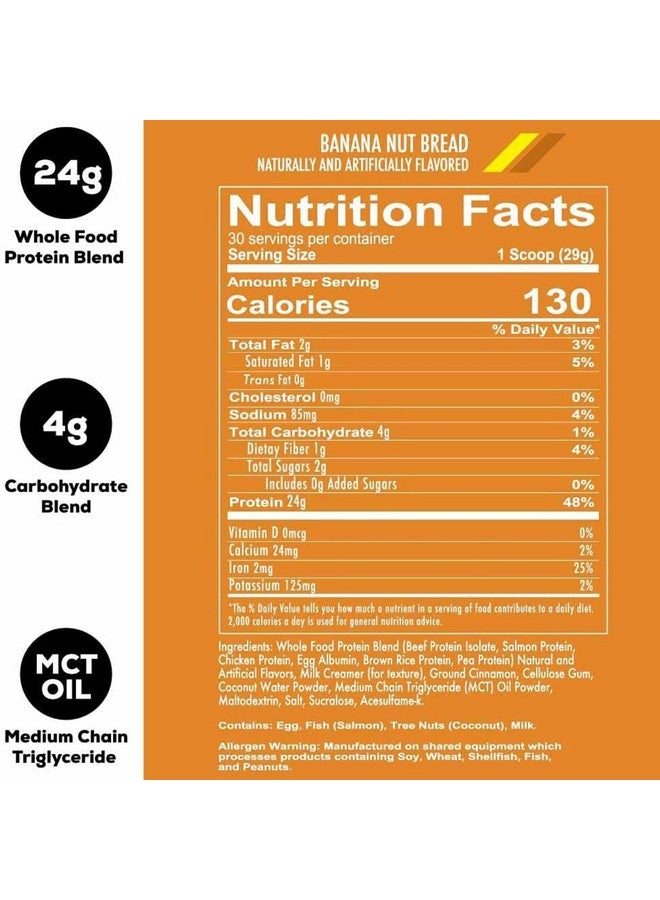 REDCON1 MRE Lite Whole Food Protein Powder, Banana Nut Bread - Low Carb & Whey Free Meal Replacement with Animal Protein Blends - Easy to Digest Supplement Made with MCT Oils (30 Servings) - Image 2
