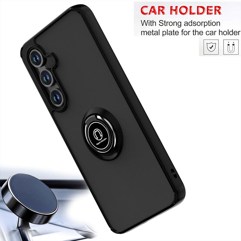 erorex For Samsung Galaxy S24 FE 5G Q Shadow 1 Series TPU + PC Phone Case with Ring(Black+Black) - Image 5