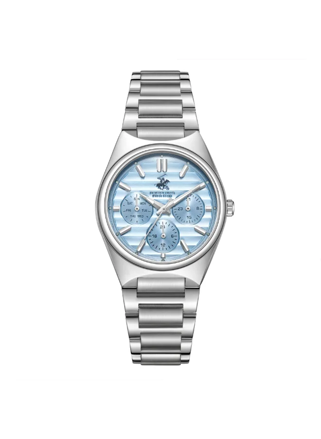 بيفرلي هيلز بولو كلوب BEVERLY HILLS POLO CLUB BP3746C.300 Women Multi Function Display Watch & Metal Strap Silver