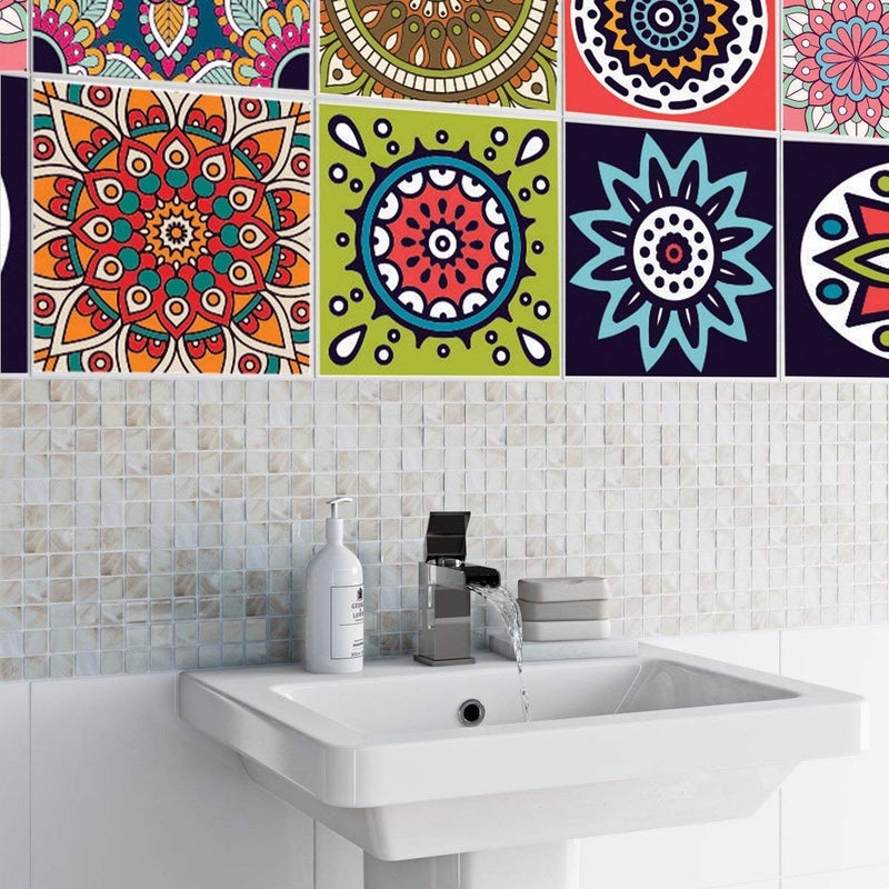 PAPER PLANE DESIGN Moroccan Mandala Home Decoration Tile Sticker Size 6 inch x 6 inch x 36 Pieces (9 Square feet Coverage Area.) - Image 5