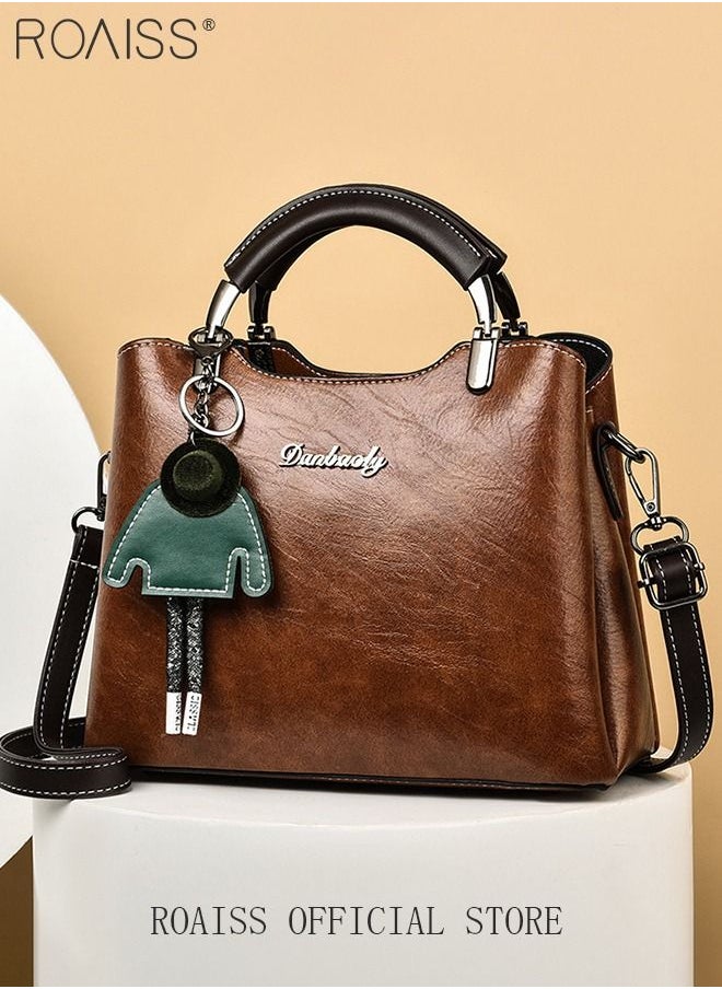 roaiss - Retro Elegant Handbag Advanced Leather Unique Chic All-match Large Capacity One Shoulder/Crossbody Messenger Bag for Women/Mother/Girl Friend Gift - Image 1